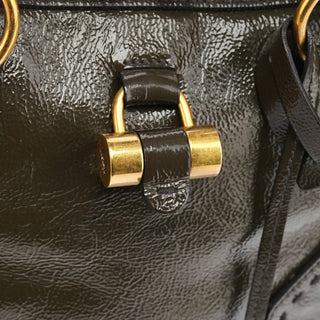 Yves Saint Laurent 156464 Dark Green Patent Leather Muse Tote Bag