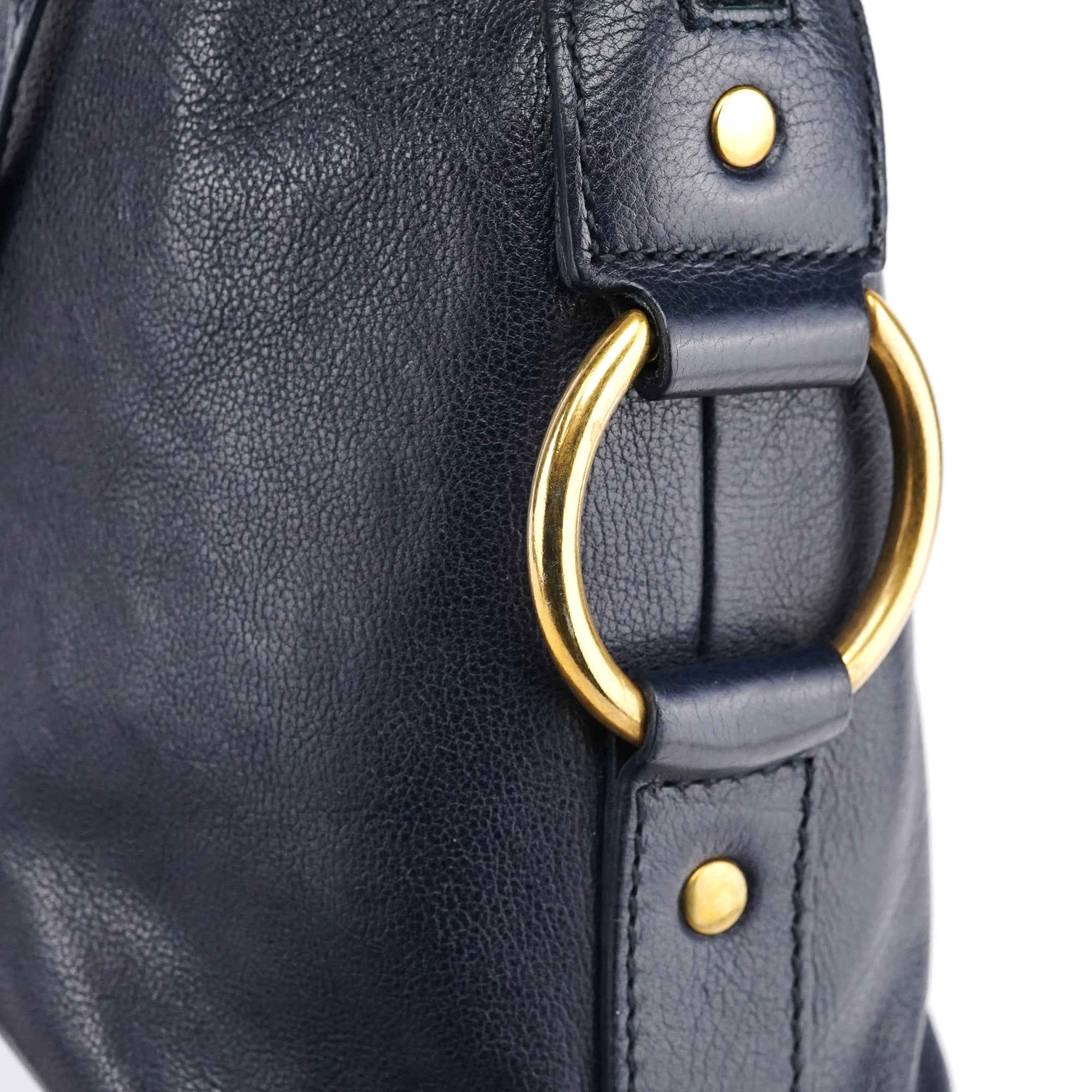 Yves Saint Laurent 156464 Navy Leather Muse Tote Bag