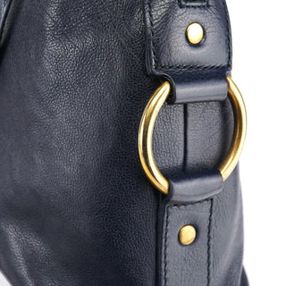 Yves Saint Laurent 156464 Navy Leather Muse Tote Bag