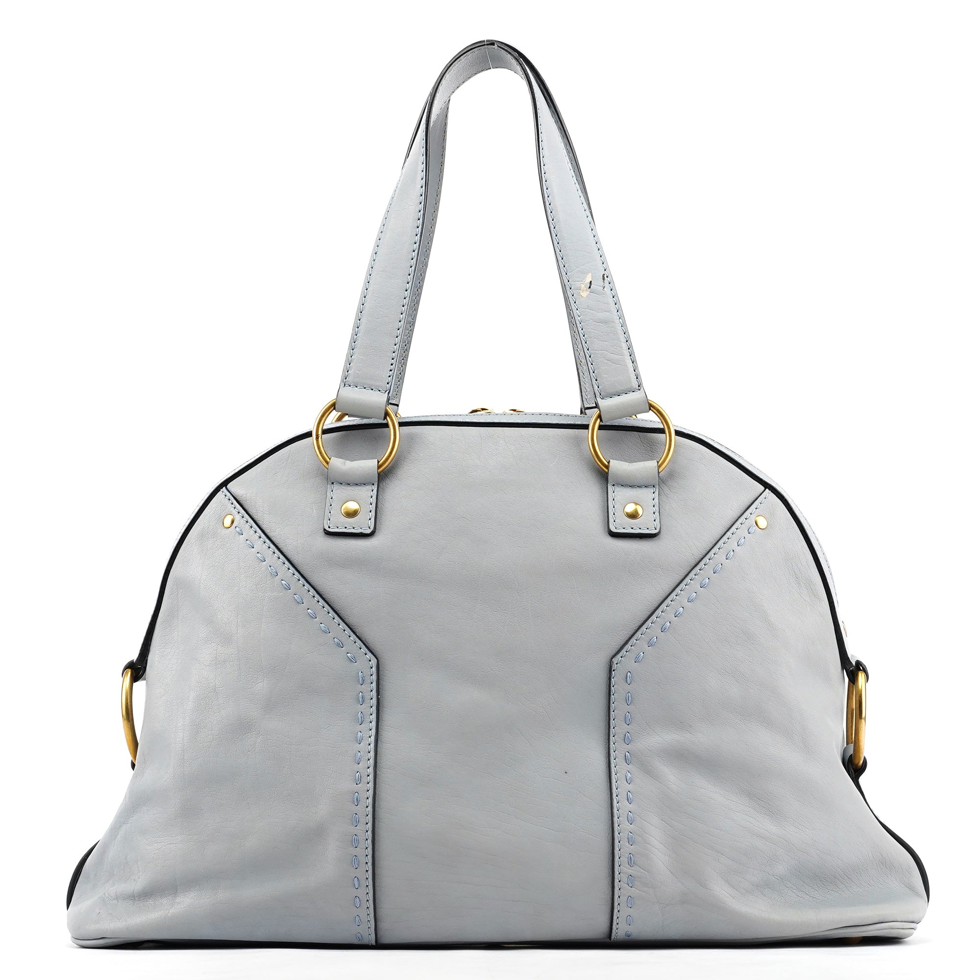 Yves Saint Laurent 156464 Sac cabas Muse en cuir bleu pâle