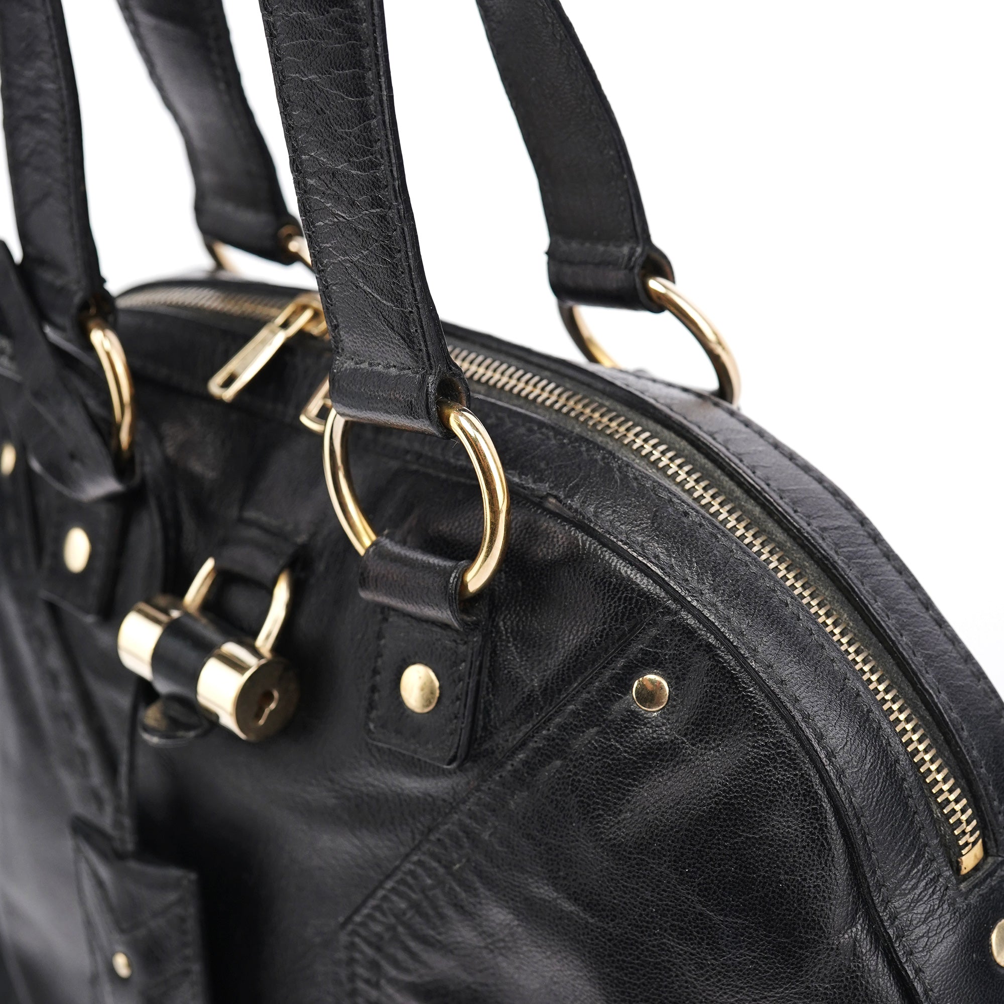 Yves Saint Laurent 156465 Black Leather Muse Tote Bag