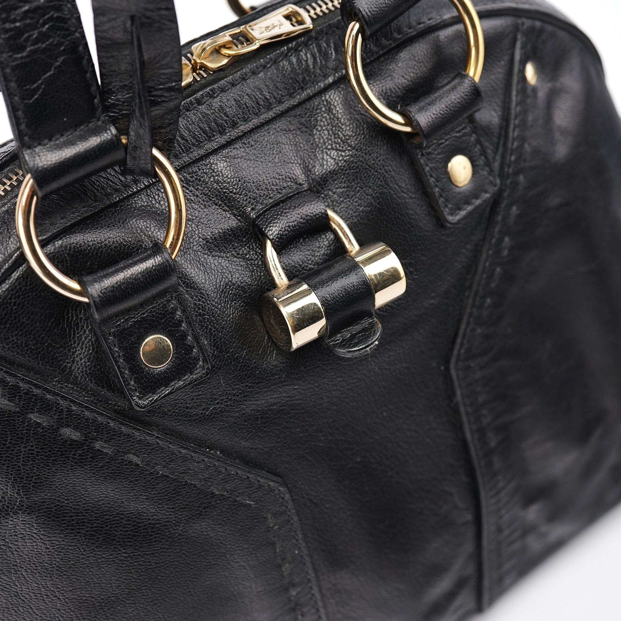 Yves Saint Laurent 156465 Black Leather Muse Tote Bag