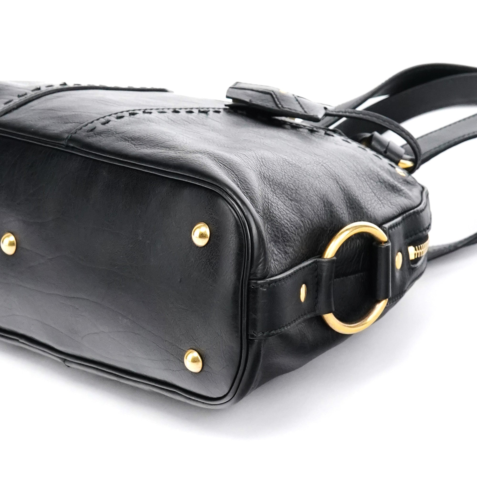 Yves Saint Laurent 156465 Black Leather Muse Tote Bag
