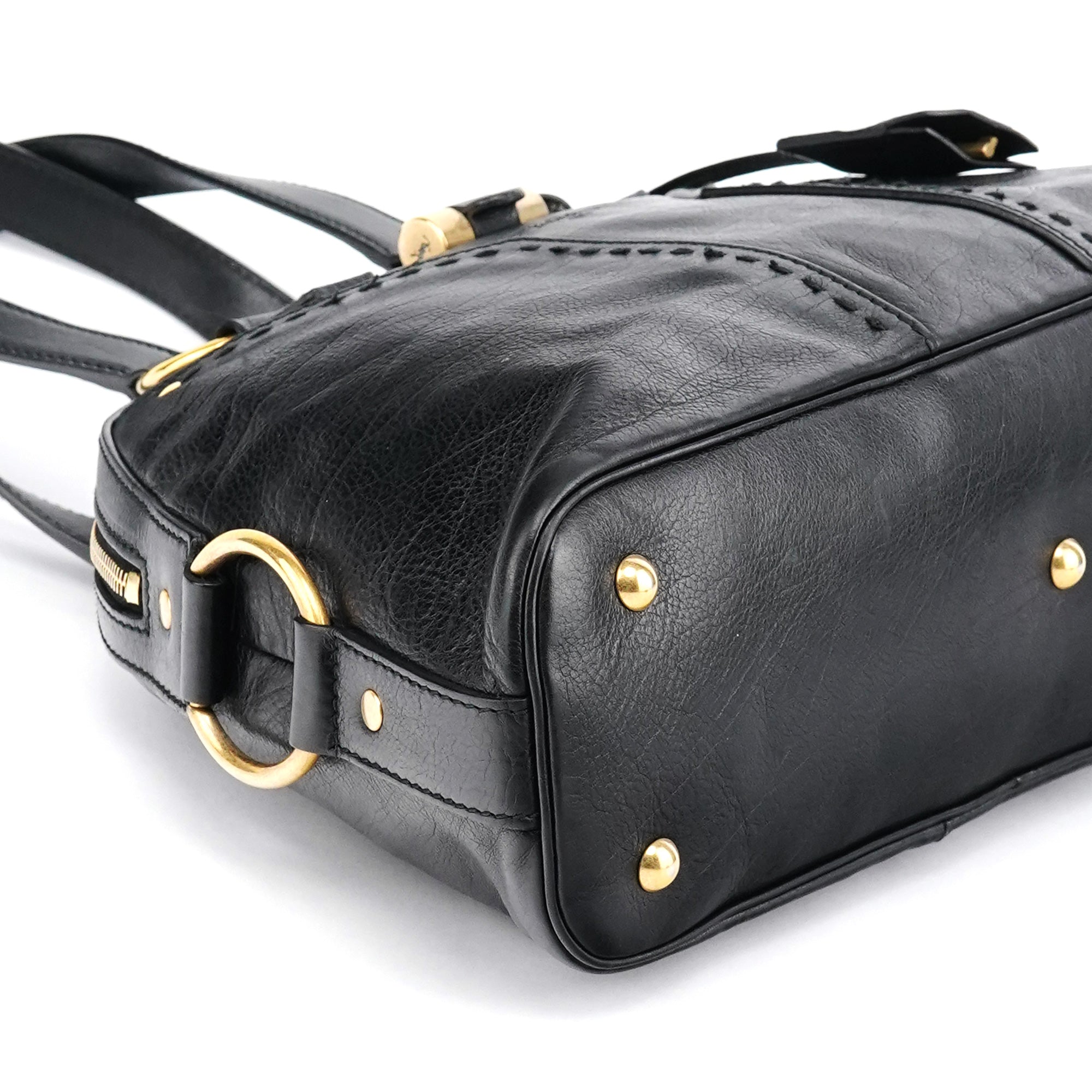 Yves Saint Laurent 156465 Black Leather Muse Tote Bag