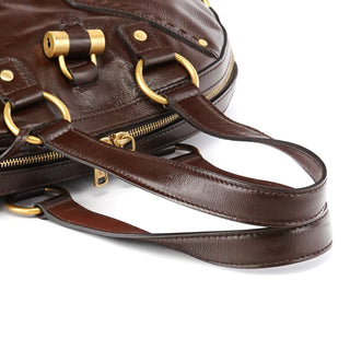 Yves Saint Laurent 156465 Brown Patent Leather Muse Tote Bag