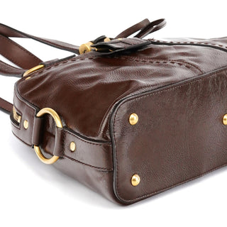 Yves Saint Laurent 156465 Brown Patent Leather Muse Tote Bag