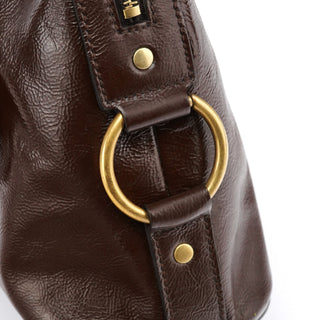 Yves Saint Laurent 156465 Brown Patent Leather Muse Tote Bag
