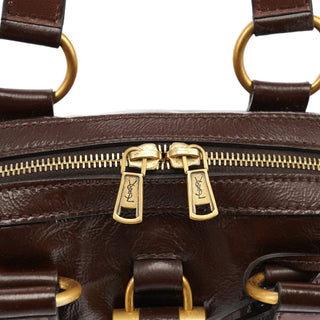 Yves Saint Laurent 156465 Brown Patent Leather Muse Tote Bag