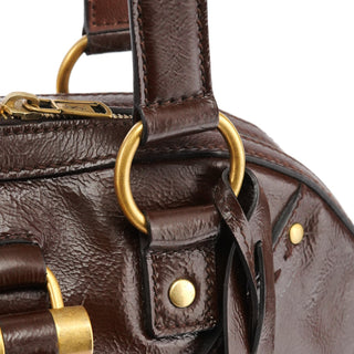 Yves Saint Laurent 156465 Brown Patent Leather Muse Tote Bag