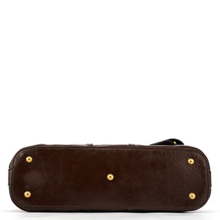 Yves Saint Laurent 156465 Brown Patent Leather Muse Tote Bag