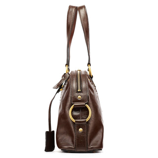 Yves Saint Laurent 156465 Brown Patent Leather Muse Tote Bag