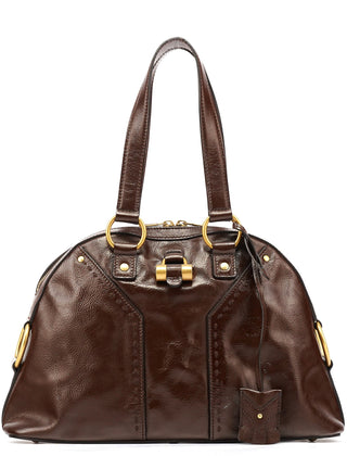Yves Saint Laurent 156465 Brown Patent Leather Muse Tote Bag