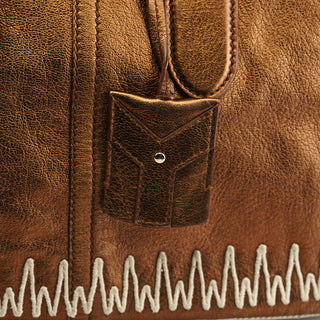 Yves Saint Laurent 160003 Bronze Stitched Leather Tote Bag