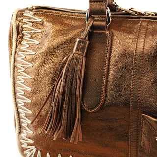 Yves Saint Laurent 160003 Bronze Stitched Leather Tote Bag
