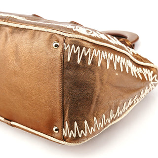 Yves Saint Laurent 160003 Bronze Stitched Leather Tote Bag