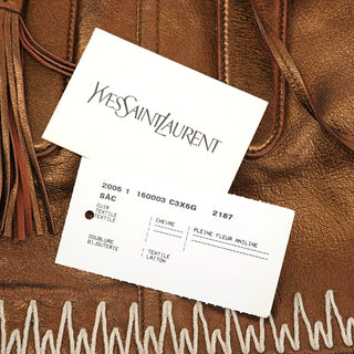 Yves Saint Laurent 160003 Bronze Stitched Leather Tote Bag