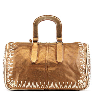 Yves Saint Laurent 160003 Bronze Stitched Leather Tote Bag