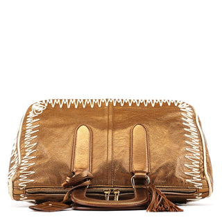 Yves Saint Laurent 160003 Bronze Stitched Leather Tote Bag