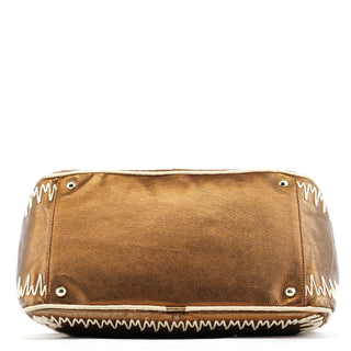 Yves Saint Laurent 160003 Bronze Stitched Leather Tote Bag