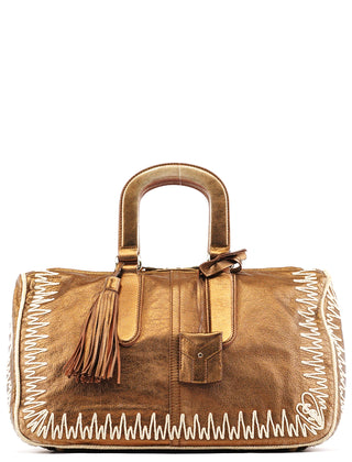 Yves Saint Laurent 160003 Bronze Stitched Leather Tote Bag