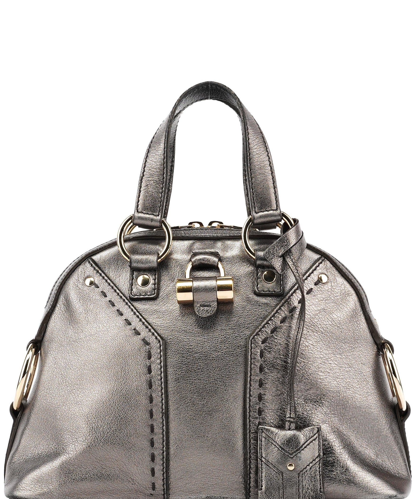 Yves Saint Laurent 160950 Metallic Leather Muse Tote Bag