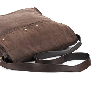 Yves Saint Laurent 166283 Brown Canvas Leather Crossbody Bag