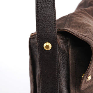Yves Saint Laurent 166283 Brown Canvas Leather Crossbody Bag