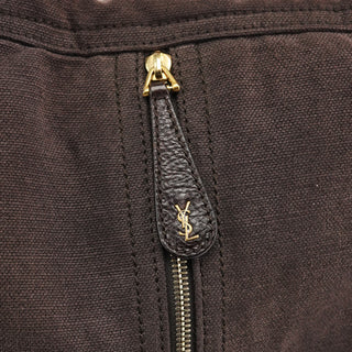 Yves Saint Laurent 166283 Brown Canvas Leather Crossbody Bag