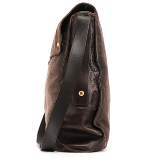Yves Saint Laurent 166283 Brown Canvas Leather Crossbody Bag