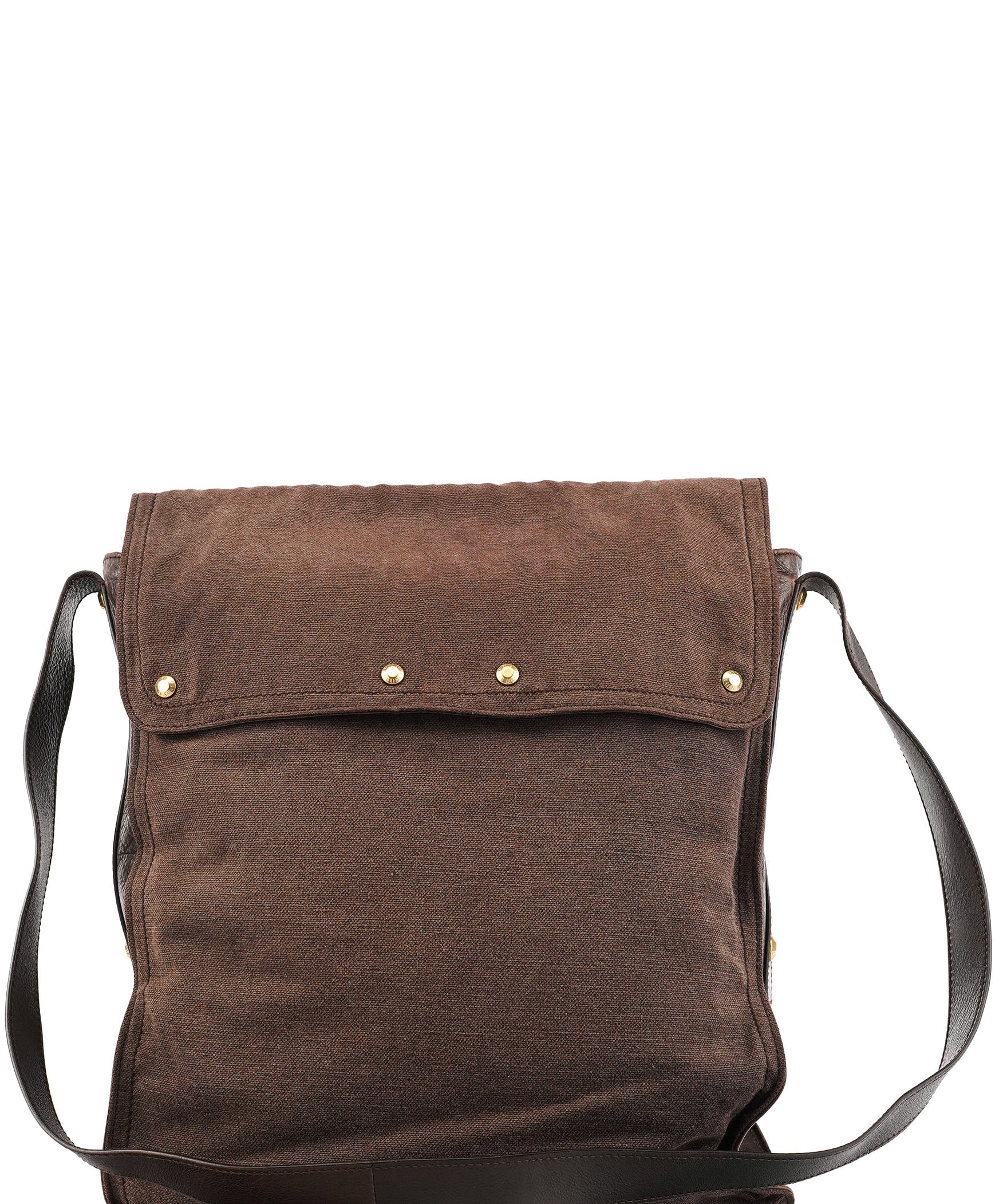 Yves Saint Laurent 166283 Brown Canvas Leather Crossbody Bag