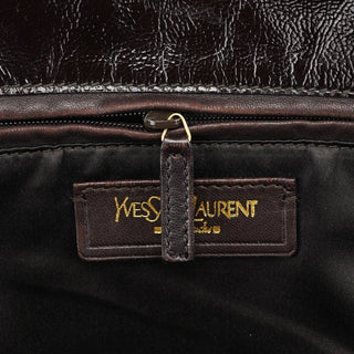 Yves Saint Laurent 177739 Brown Patent Leather Metropolis Bag