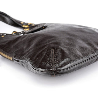 Yves Saint Laurent 177739 Brown Patent Leather Metropolis Bag