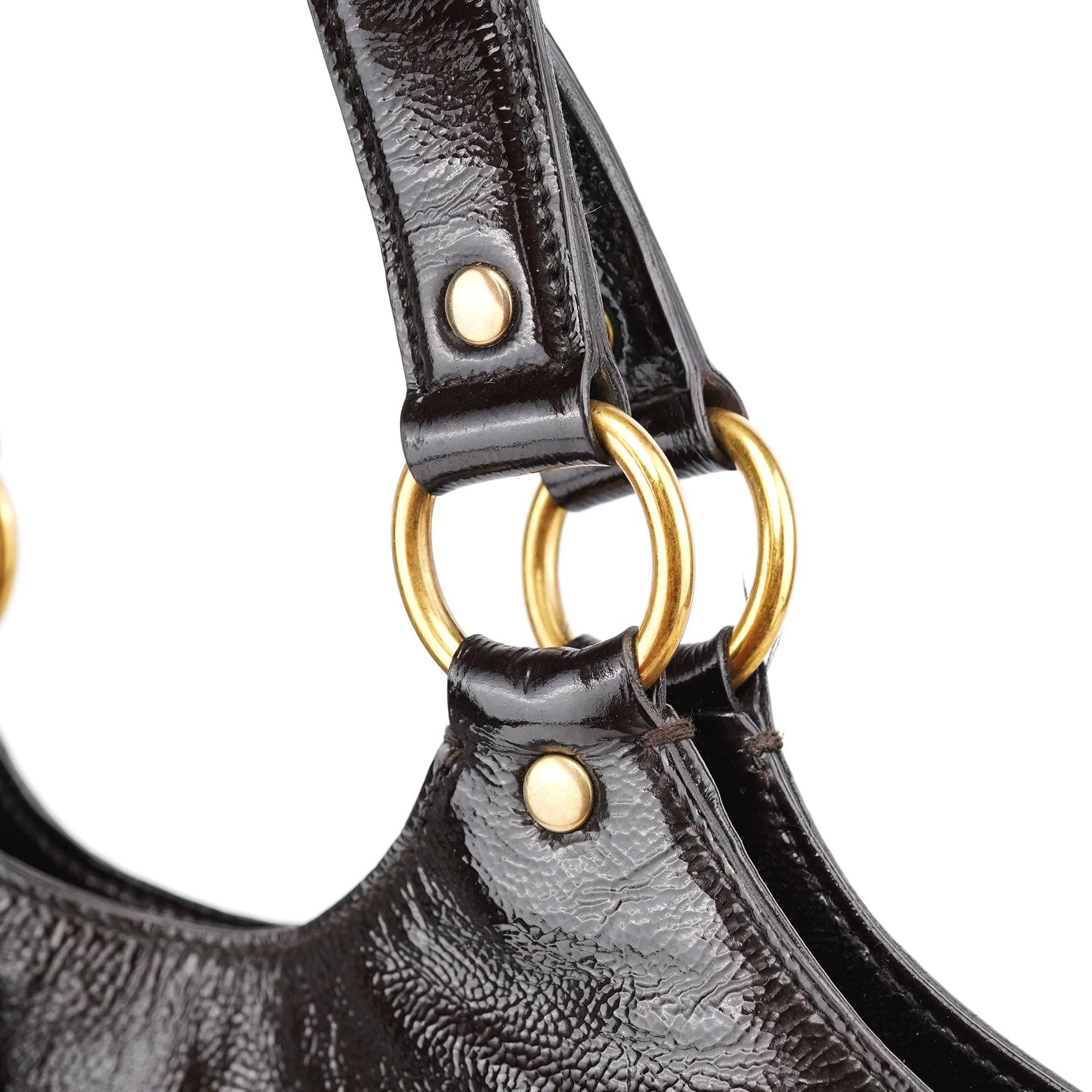Yves Saint Laurent 177739 Brown Patent Leather Metropolis Bag