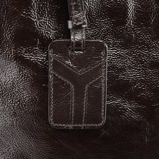 Yves Saint Laurent 177739 Brown Patent Leather Metropolis Bag