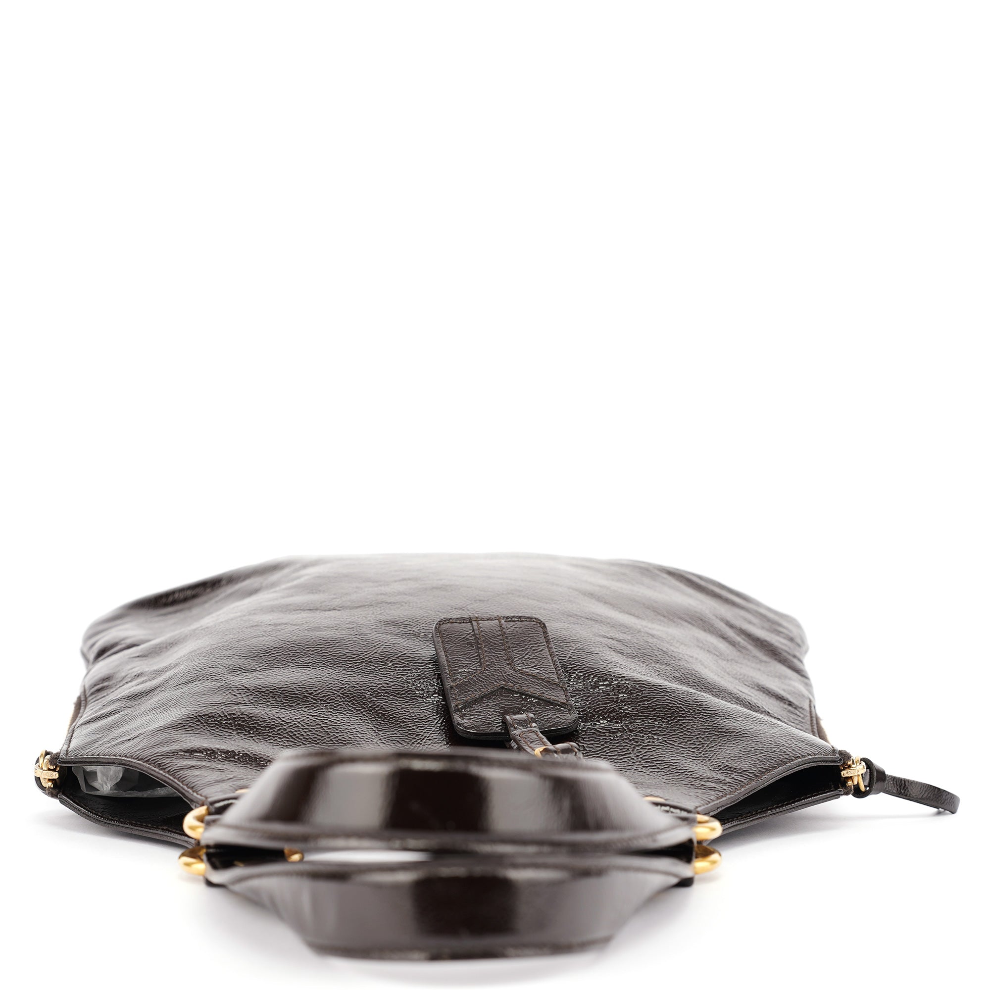 Yves Saint Laurent 177739 Brown Patent Leather Metropolis Bag