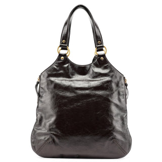 Yves Saint Laurent 177739 Brown Patent Leather Metropolis Bag