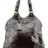 Yves Saint Laurent 177739 Brown Patent Leather Metropolis Bag