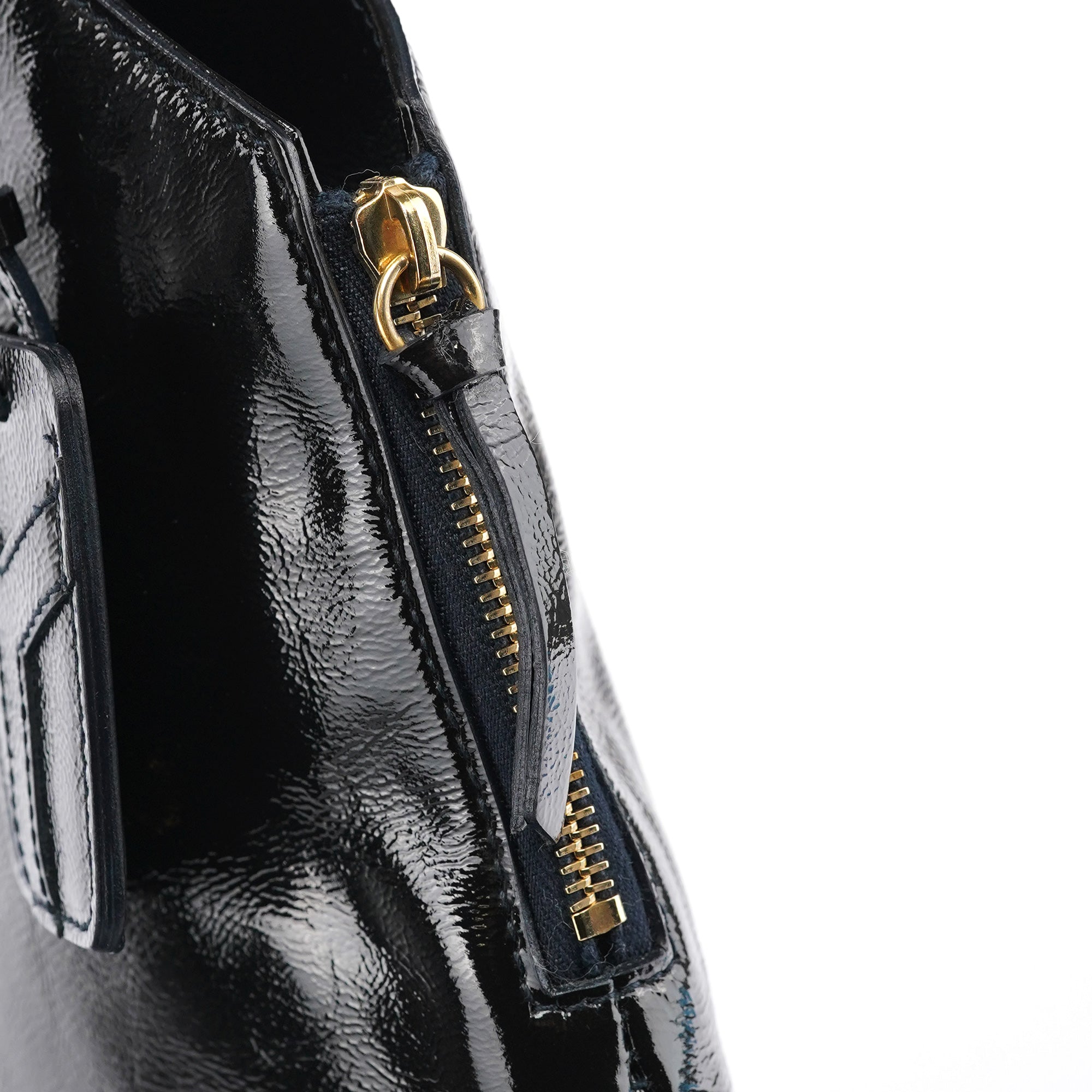 Yves Saint Laurent 177739 Navy Patent Leather Metropolis Shoulder Bag