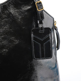 Yves Saint Laurent 177739 Navy Patent Leather Metropolis Shoulder Bag