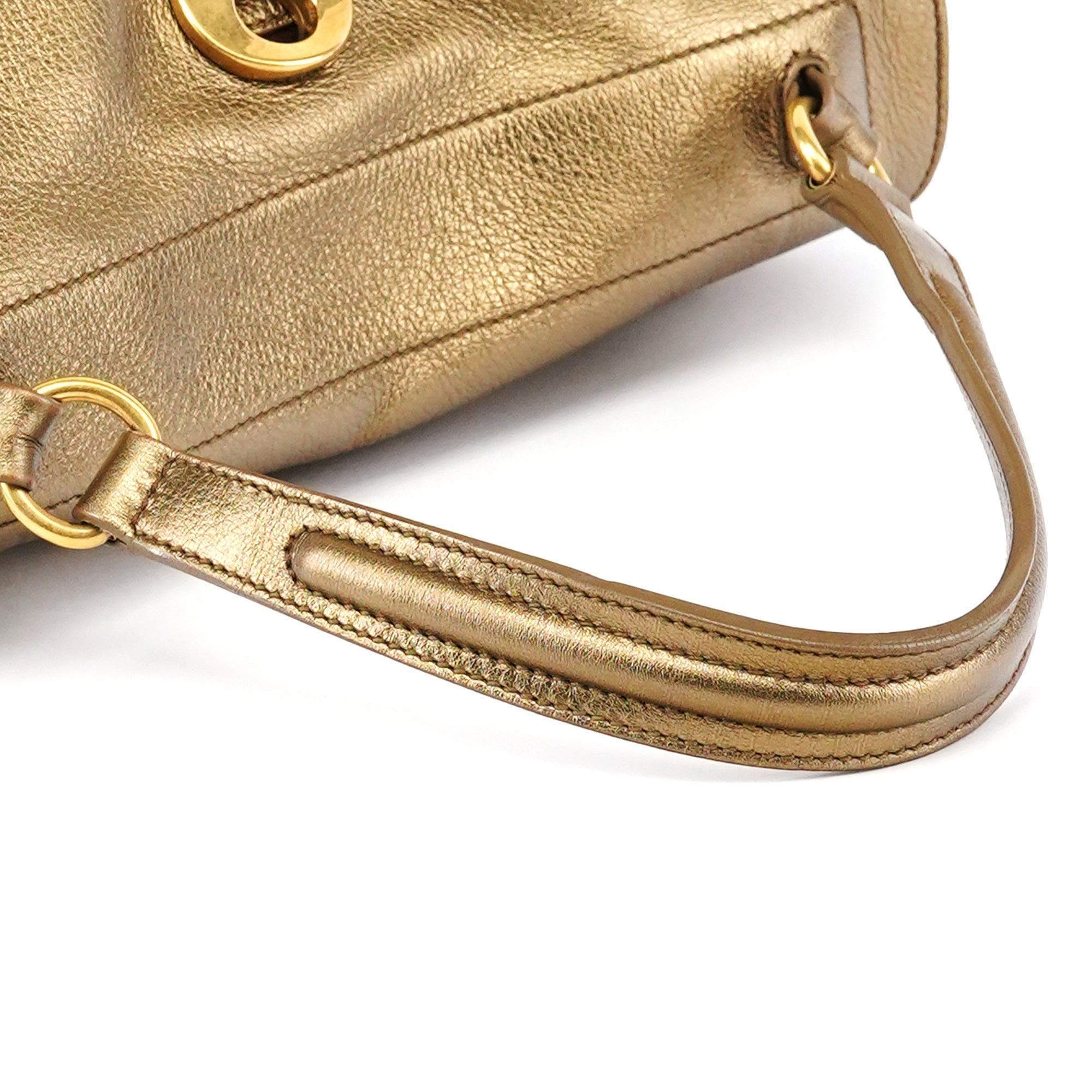 Yves Saint Laurent 197149 Gold Leather Muse Two Bag