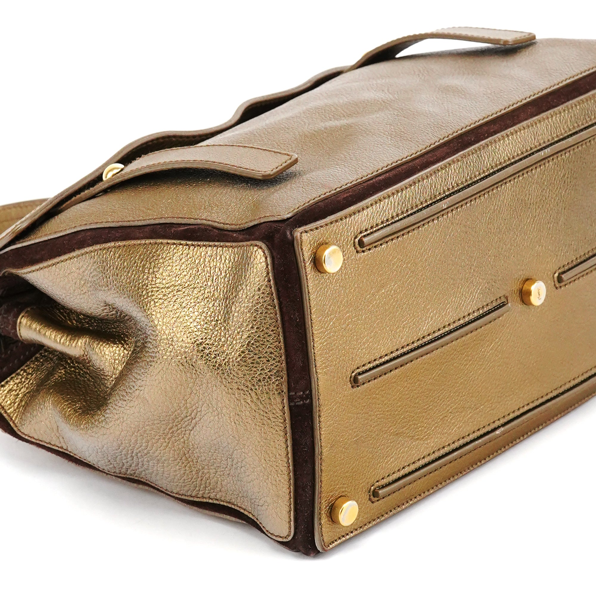 Yves Saint Laurent 197149 Gold Leather Muse Two Bag