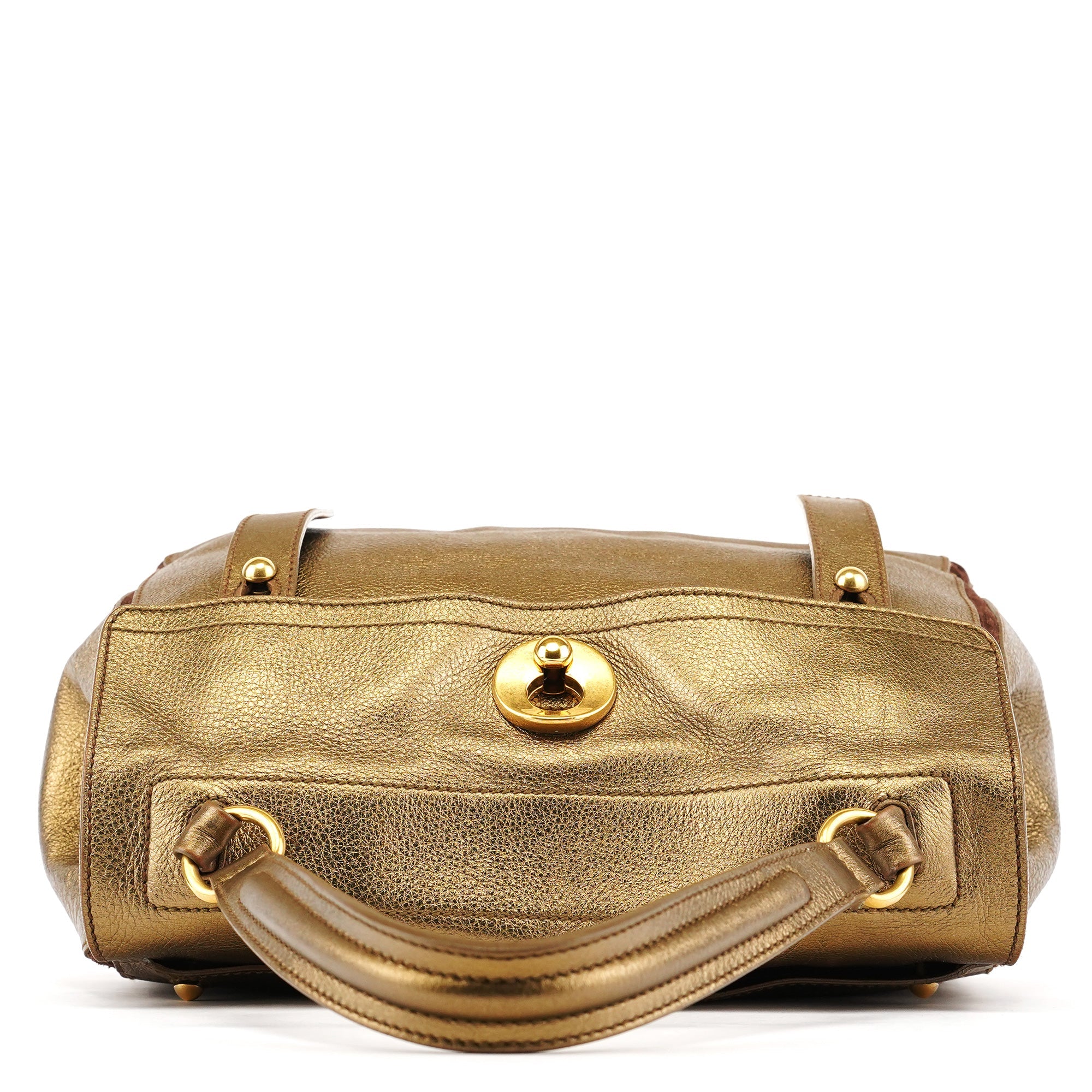 Yves Saint Laurent 197149 Gold Leather Muse Two Bag