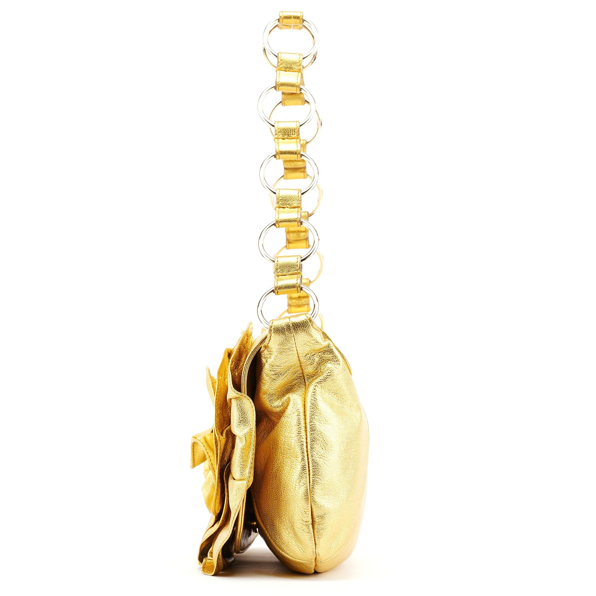 Yves Saint Laurent 2003 Sac porté épaule Nadja à chaîne en cuir doré
