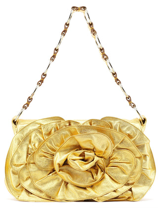 Yves Saint Laurent 2003 Gold Leather Chain Nadja Shoulder Bag