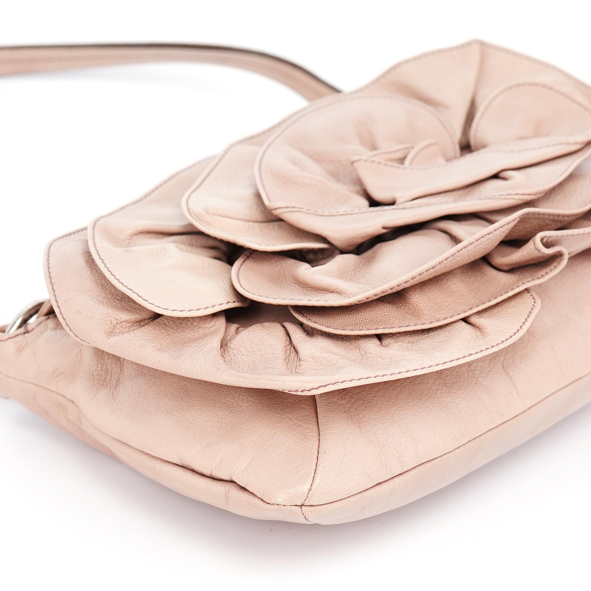 Yves Saint Laurent 2003 Sac porté épaule Nadja en cuir rose poudré