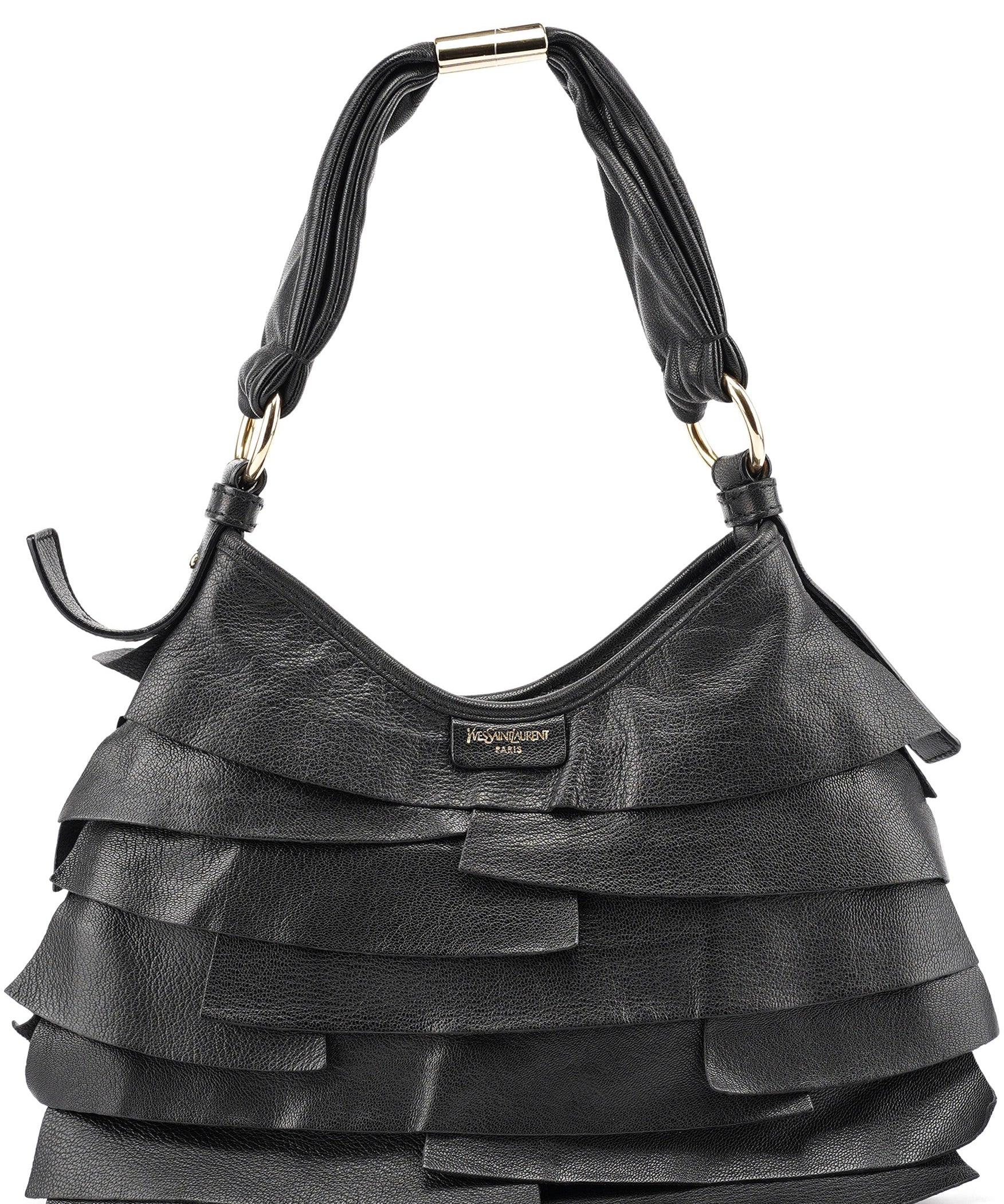 Yves Saint Laurent 2004 St Tropez Schultertasche aus schwarzem Leder