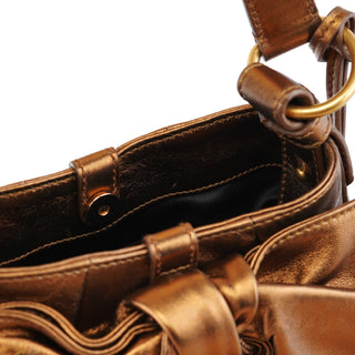 Yves Saint Laurent 2004 Bronze Leather Bow Shoulder Bag