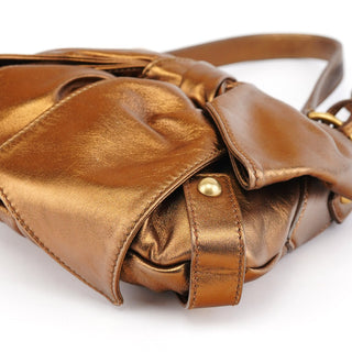 Yves Saint Laurent 2004 Bronze Leather Bow Shoulder Bag