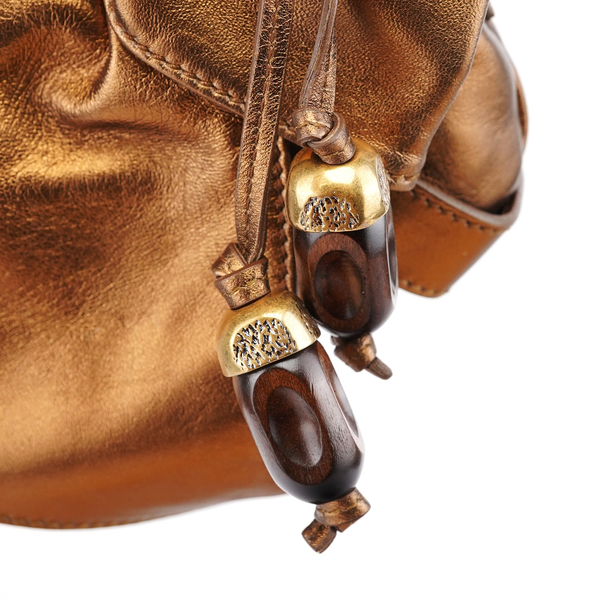 Yves Saint Laurent 2004 Bronze Leather Bow Shoulder Bag