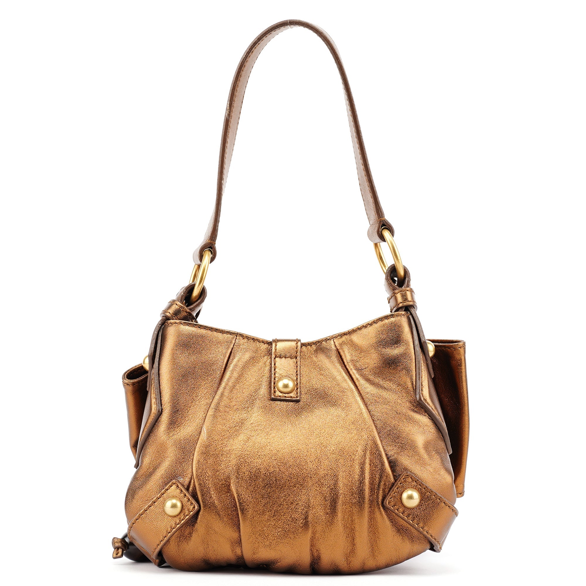 Yves Saint Laurent 2004 Bronze Leather Bow Shoulder Bag